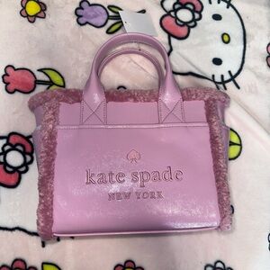 Kate spade quartz pink jett shearling faux small tote